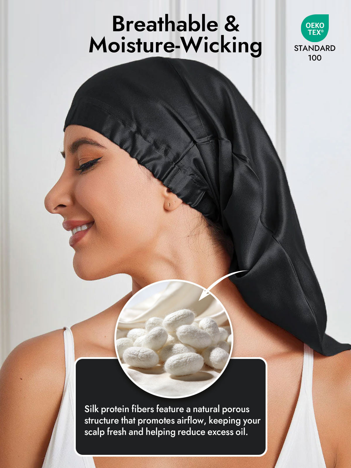 [Black] SilkSilky  Sleep Cap 003