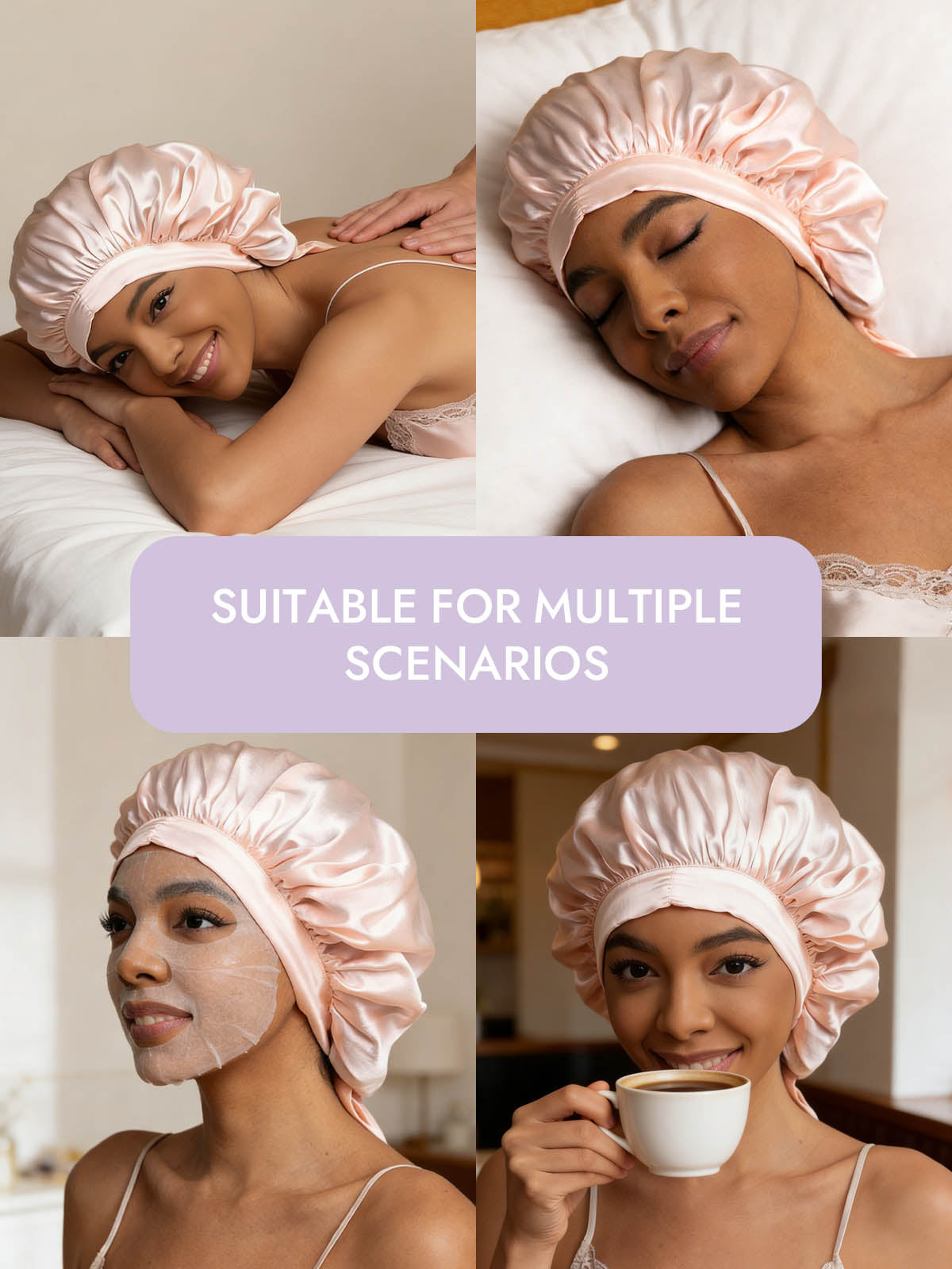 [Light Pink] SilkSilky  Pure Silk Sleep Cap 006