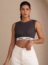 [Gray] SilkSilky  Sleeveless Crew Neck Camisole Top 005
