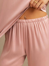 [Peach Skin] SilkSilky  Short Sleeve Round Neck Women's Pajamas 005