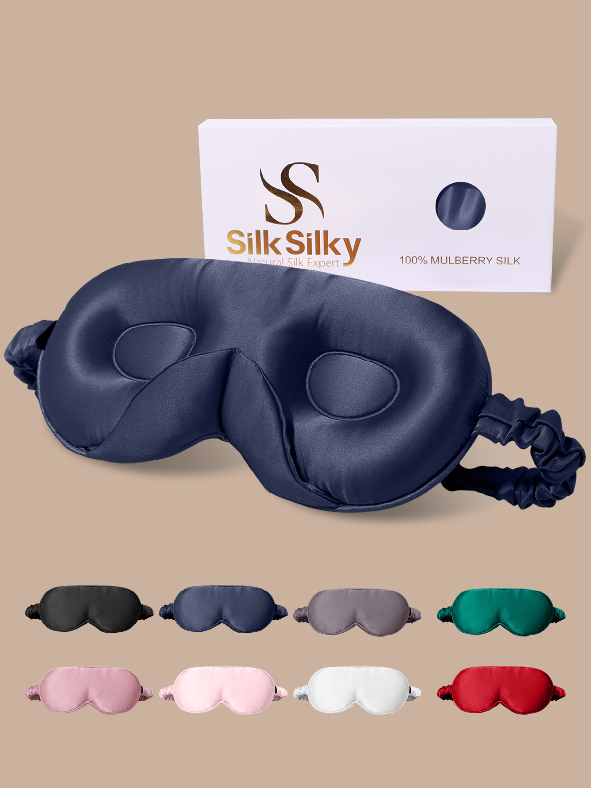 [Dark Blue] SilkSilky  Pure Silk Eye Mask 001