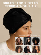[Black] SilkSilky  22Momme Pure Silk Sleep Cap 005