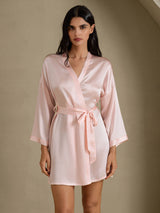 [Light Pink] SilkSilky  3/4 Sleeve Women's Robe 001