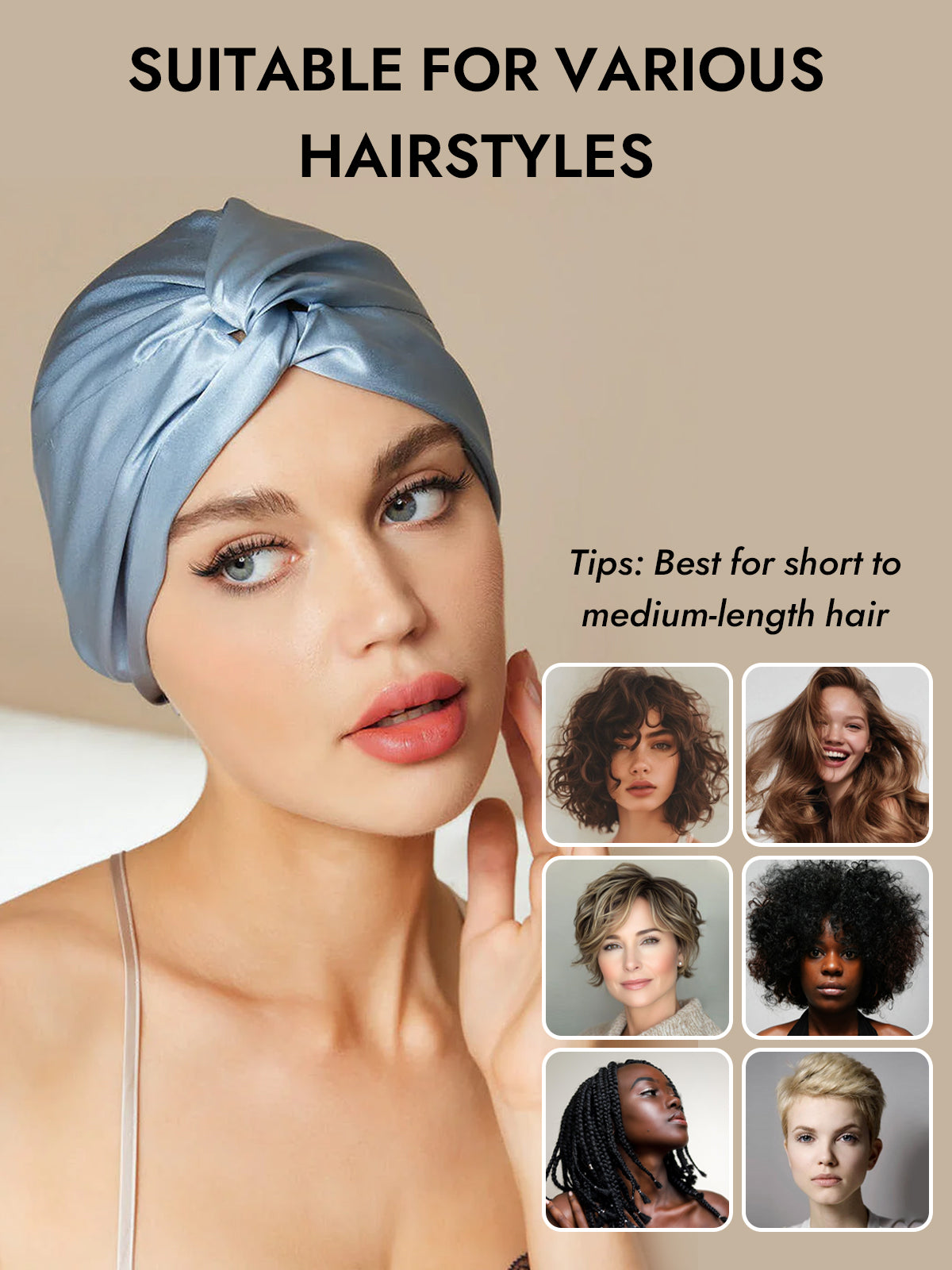 [Steel Blue] SilkSilky  Pure Silk Sleep Cap 007