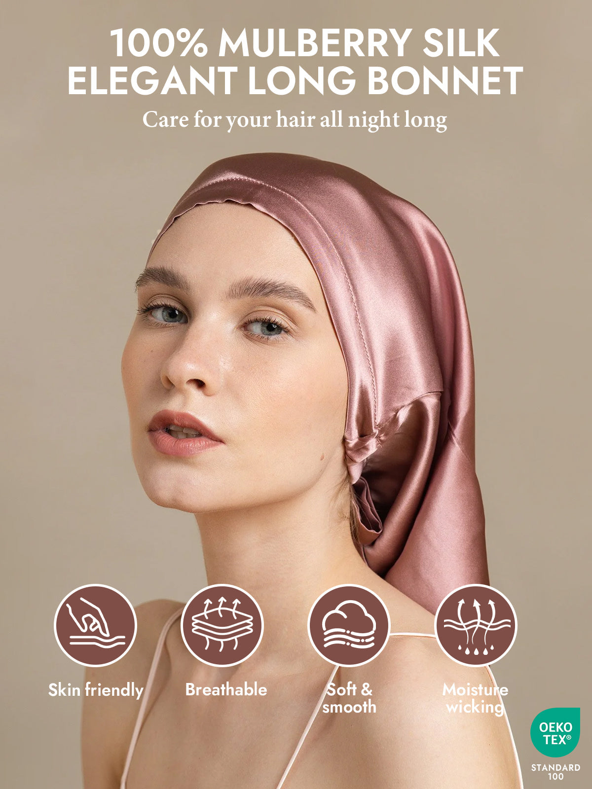 [Pale Mauve] SilkSilky  Pure Silk Sleep Cap 002