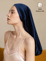 [Dark Blue] SilkSilky  Pure Silk Sleep Cap 001