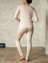 [Tan] SilkSilky  Long Sleeve Round Neck Women's Long Johns 002