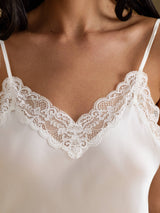 [White] SilkSilky  Spaghetti Strap V Neck Camisole Top 004