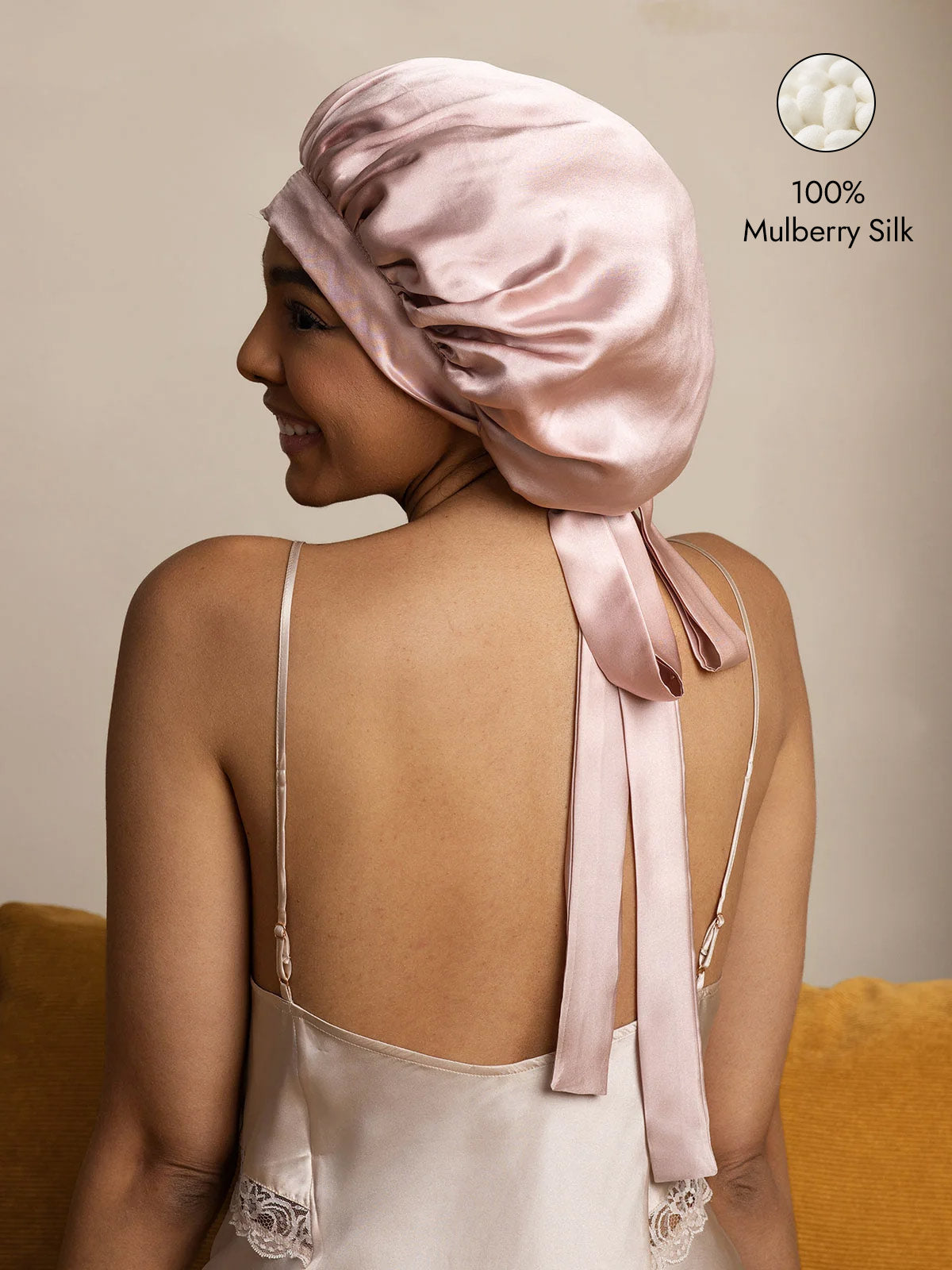 [Pink] SilkSilky  Pure Silk Sleep Cap 001
