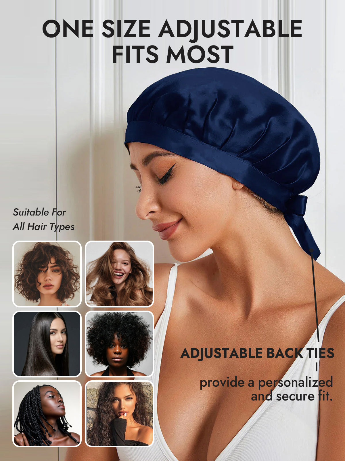 [Dark Blue] SilkSilky  Pure Silk Sleep Cap 006