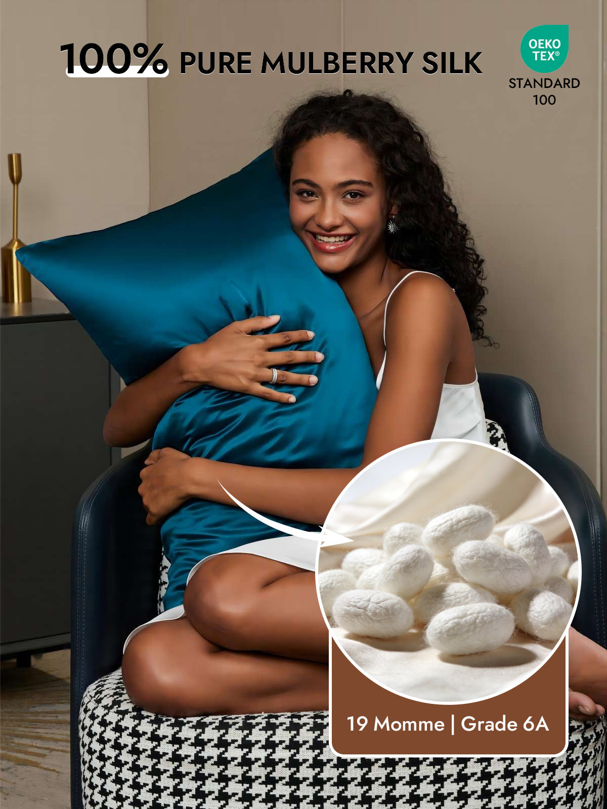 [Teal] SilkSilky  19Momme Pure Silk Pillowcase 002