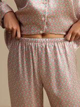 [Pink Heart Geo] SilkSilky  Long Sleeve Notch Collar Women's Pajamas 007