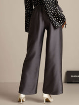 [Gray] SilkSilky  32Momme Silk-Wool Blend Women's Pants 002