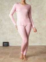 [Pink] SilkSilky  Long Sleeve Round Neck Women's Long Johns 003