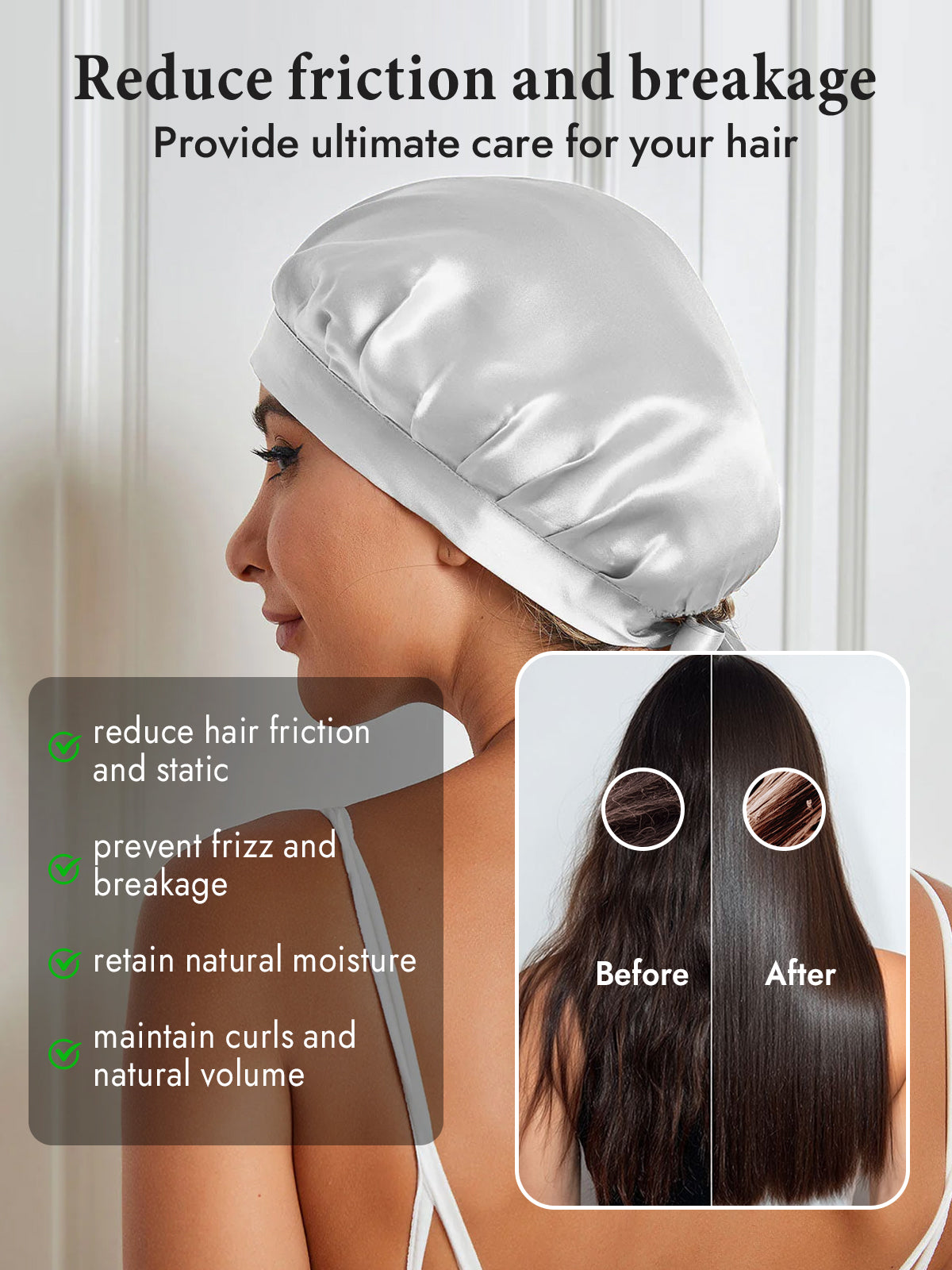 [Silver] SilkSilky  Pure Silk Sleep Cap 004