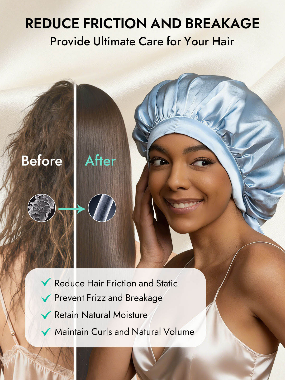 [Light Blue] SilkSilky  Pure Silk Sleep Cap 003