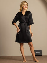 [Black] SilkSilky  Half Sleeve Women's Robe 006