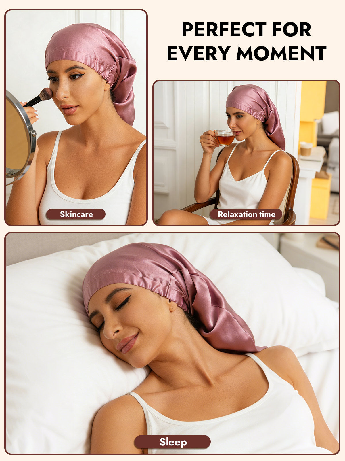 [Pale Mauve] SilkSilky  Sleep Cap 005