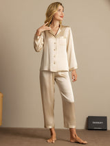 [Champagne] SilkSilky  Long Sleeve Notch Collar Women's Pajamas 004
