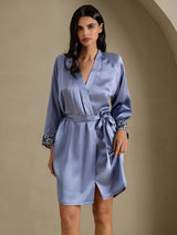 [Steel Blue] SilkSilky  3/4 Sleeve Women's Robe 004