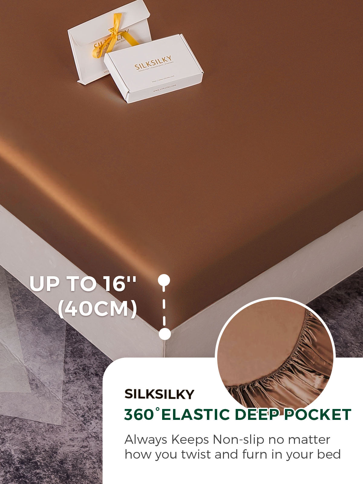 [Coffee] SilkSilky  19Momme Pure Silk Bedding Set 004