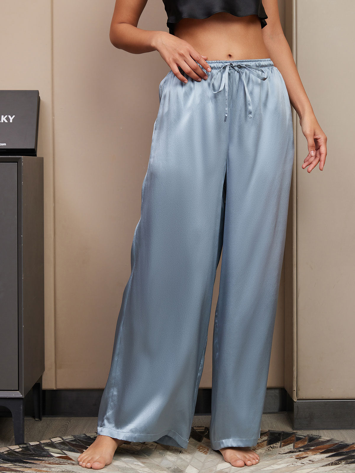 [Grayish Blue] SilkSilky  Pure Silk Womens Pants 003