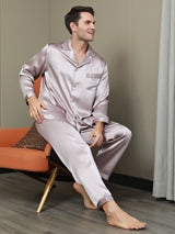 [Pale Mauve] SilkSilky  Long Sleeve Notch Collar Men's Pajamas 006