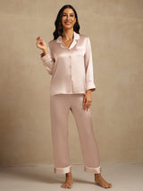[Pink] SilkSilky  Long Sleeve Notch Collar Women's Pajamas 003