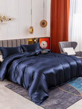 SilkSilky US 19Momme Pure Silk Bedding Set DarkBlue 001