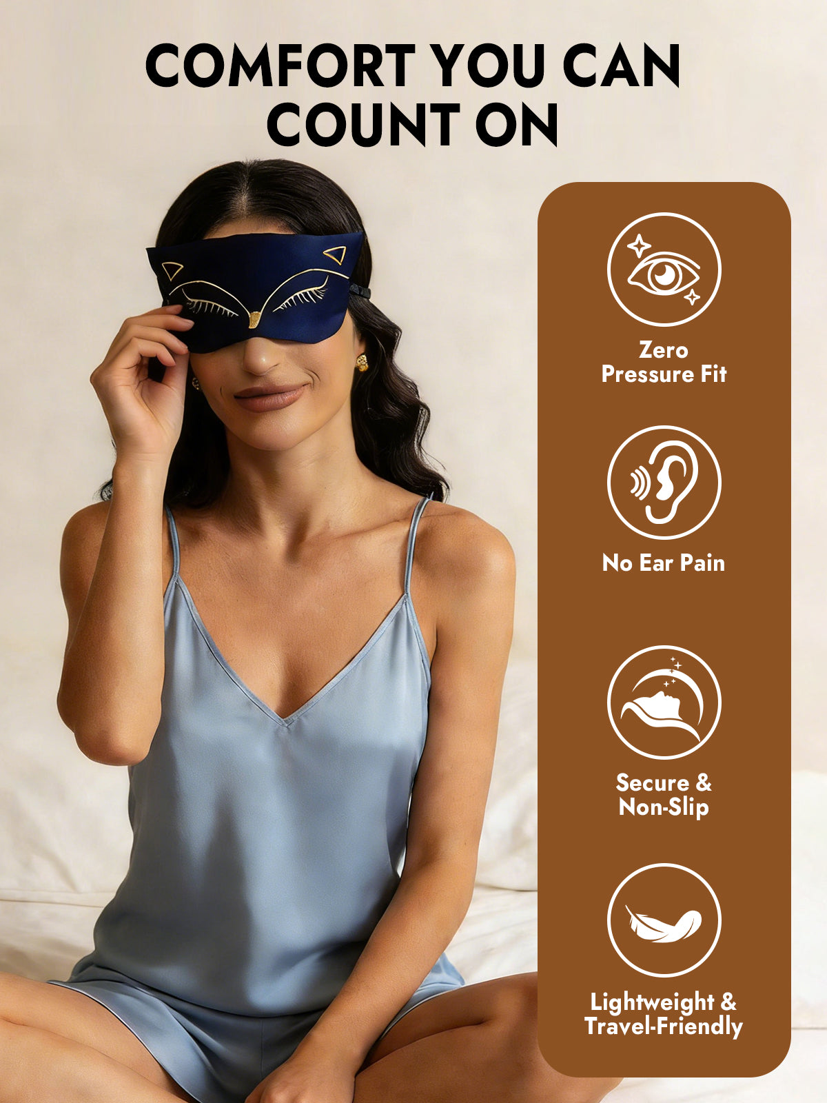 [Dark Blue] SilkSilky  Pure Silk Eye Mask 004