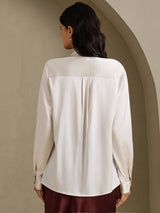 [Light Gray] SilkSilky  Long Sleeve Tie Neck Women's Blouse 002