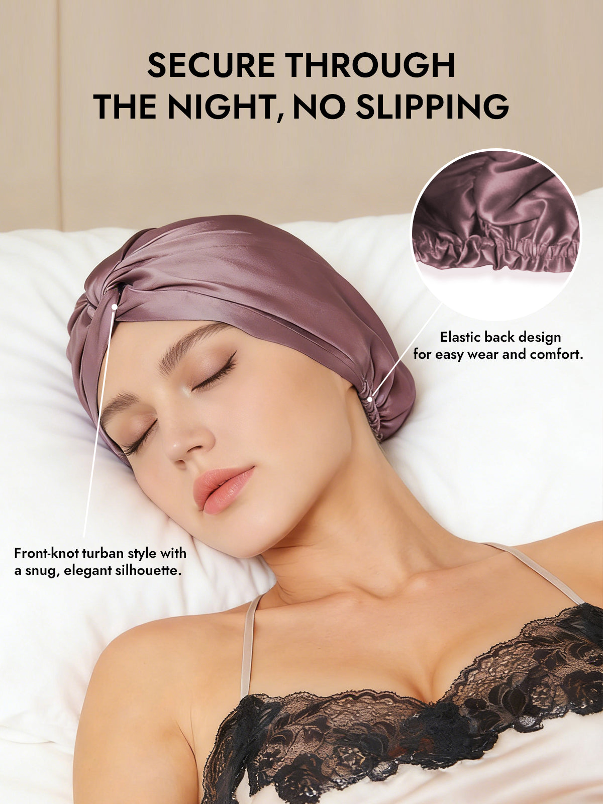 [Pale Mauve] SilkSilky  Pure Silk Sleep Cap 006