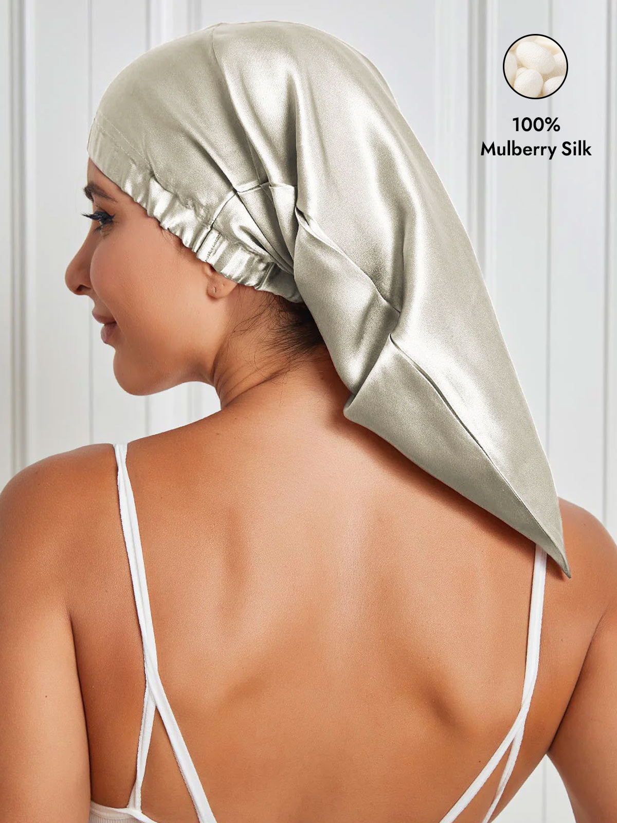 [Beige] SilkSilky  Sleep Cap 001