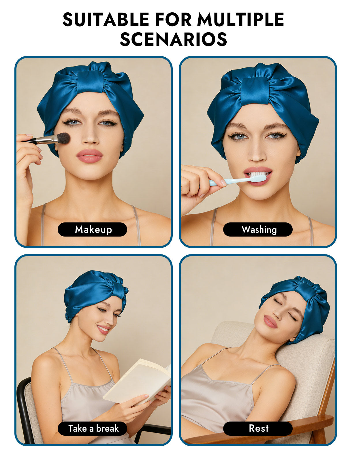 [Teal] SilkSilky  Sleep Cap 006