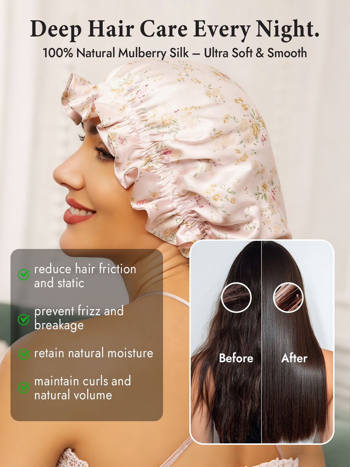 [Floral] SilkSilky  Sleep Cap 005