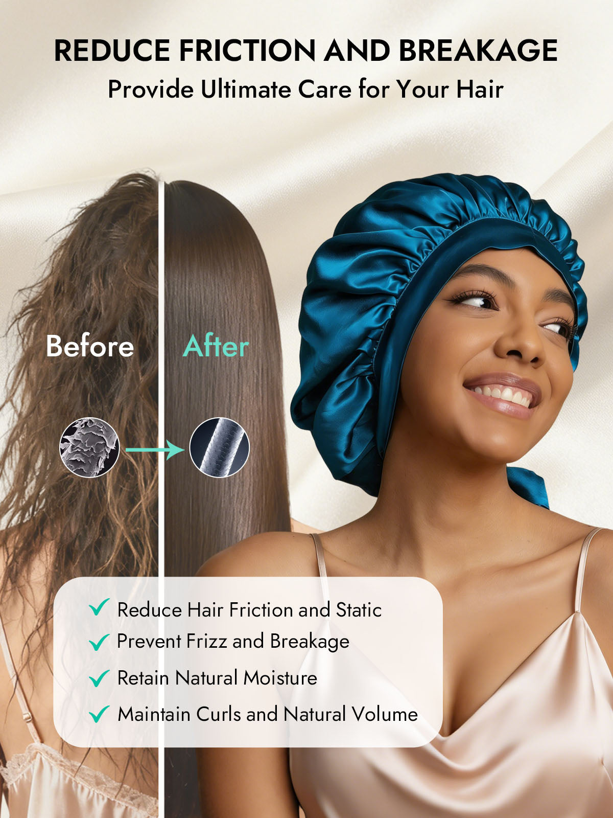 [Teal] SilkSilky  Pure Silk Sleep Cap 003