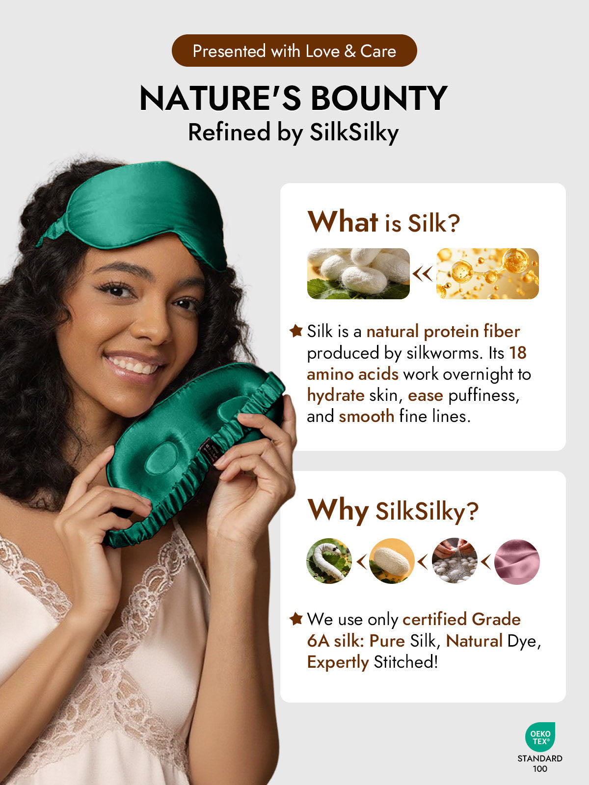 [Dark Green] SilkSilky  Pure Silk Eye Mask 006