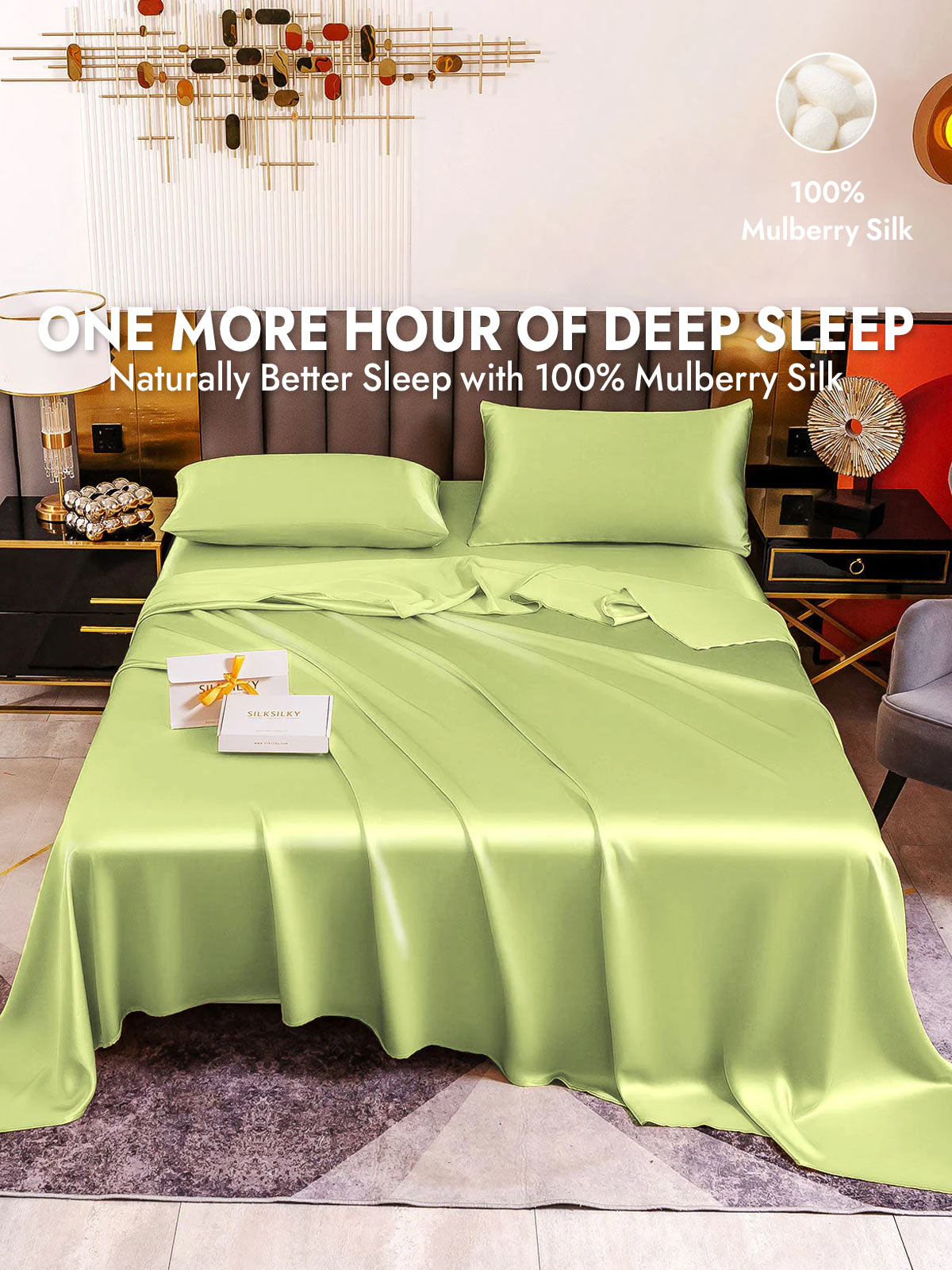 [Mint Green] SilkSilky  19Momme Silk Bedding Set 001