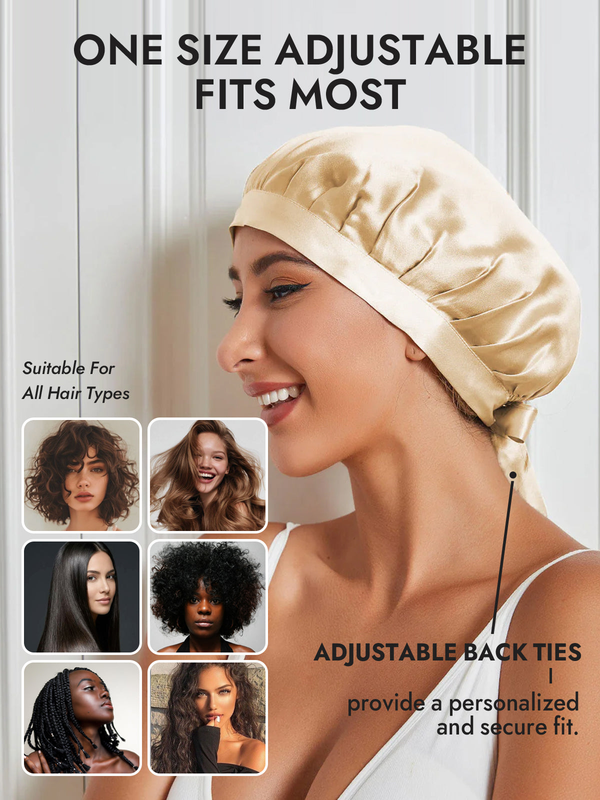 [Champagne] SilkSilky  Pure Silk Sleep Cap 006