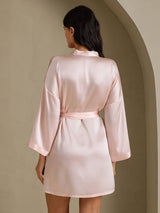 [Light Pink] SilkSilky  3/4 Sleeve Women's Robe 002