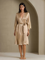 [Champagne] SilkSilky  3/4 Sleeve Women's Robe 008