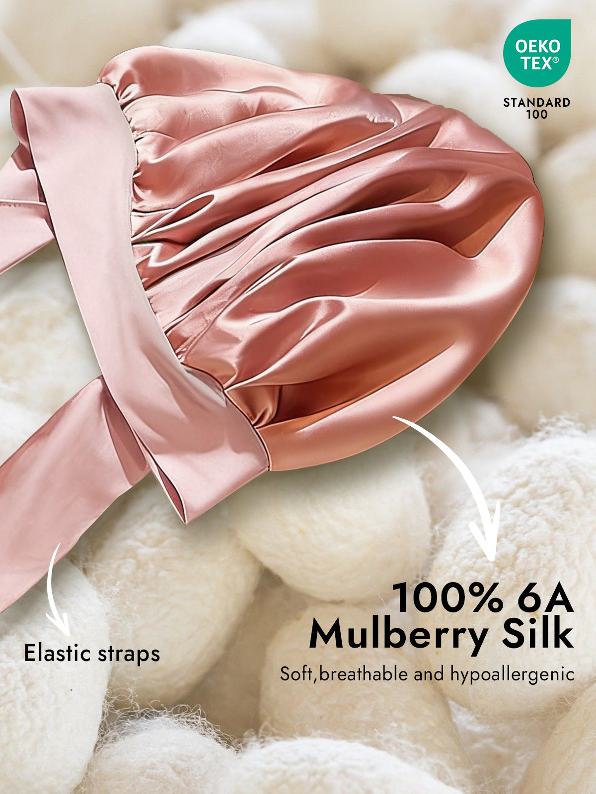 [Pink] SilkSilky  Pure Silk Sleep Cap 002