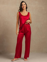 [Wine] SilkSilky  Sleeveless Women's Pajamas 006