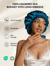 [Teal] SilkSilky  Pure Silk Sleep Cap 002