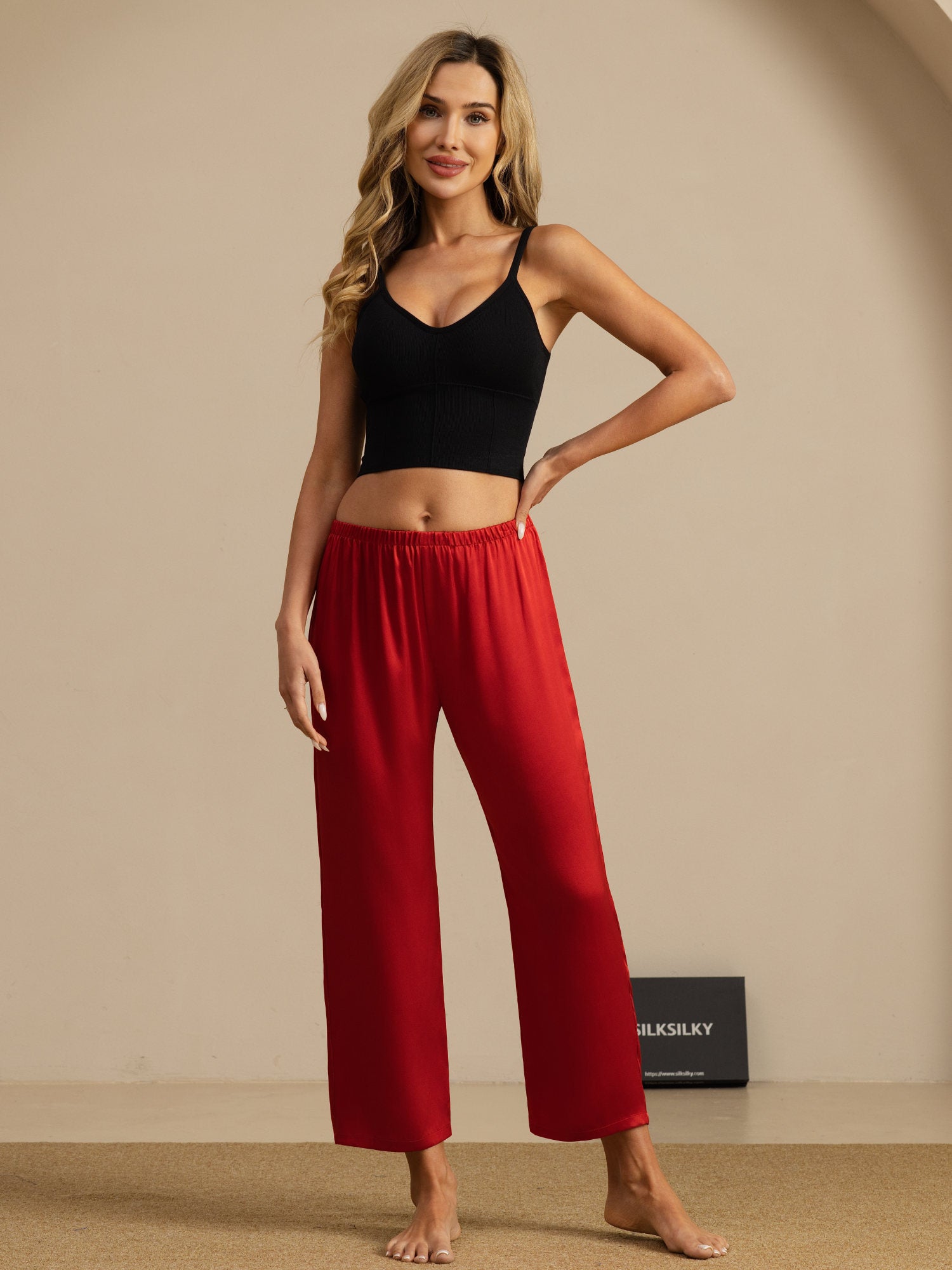 [Wine] SilkSilky  Women's Sleep Pants 006
