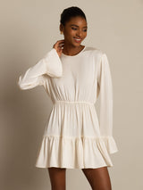 [Sea Pearl] SilkSilky  19Momme Silk Long Sleeve Round Neck Dress 004