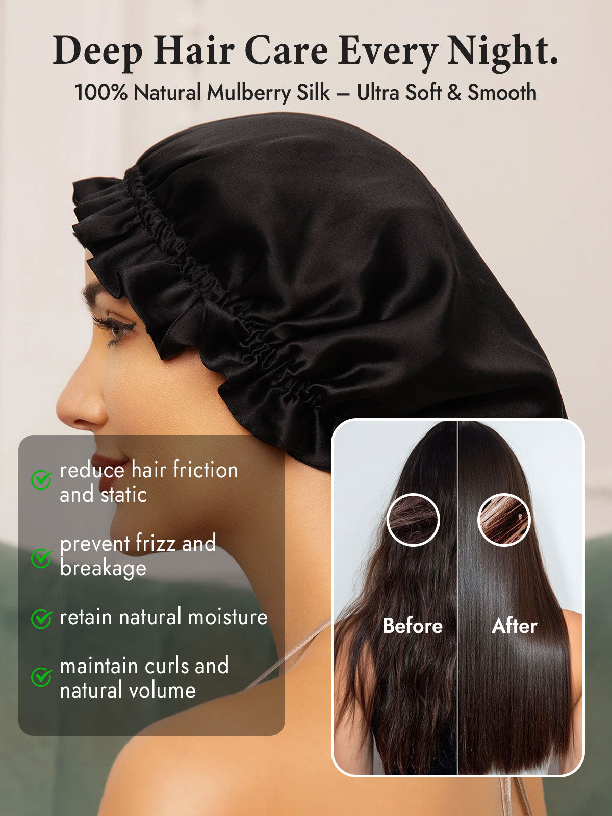 [Black] SilkSilky  Sleep Cap 005