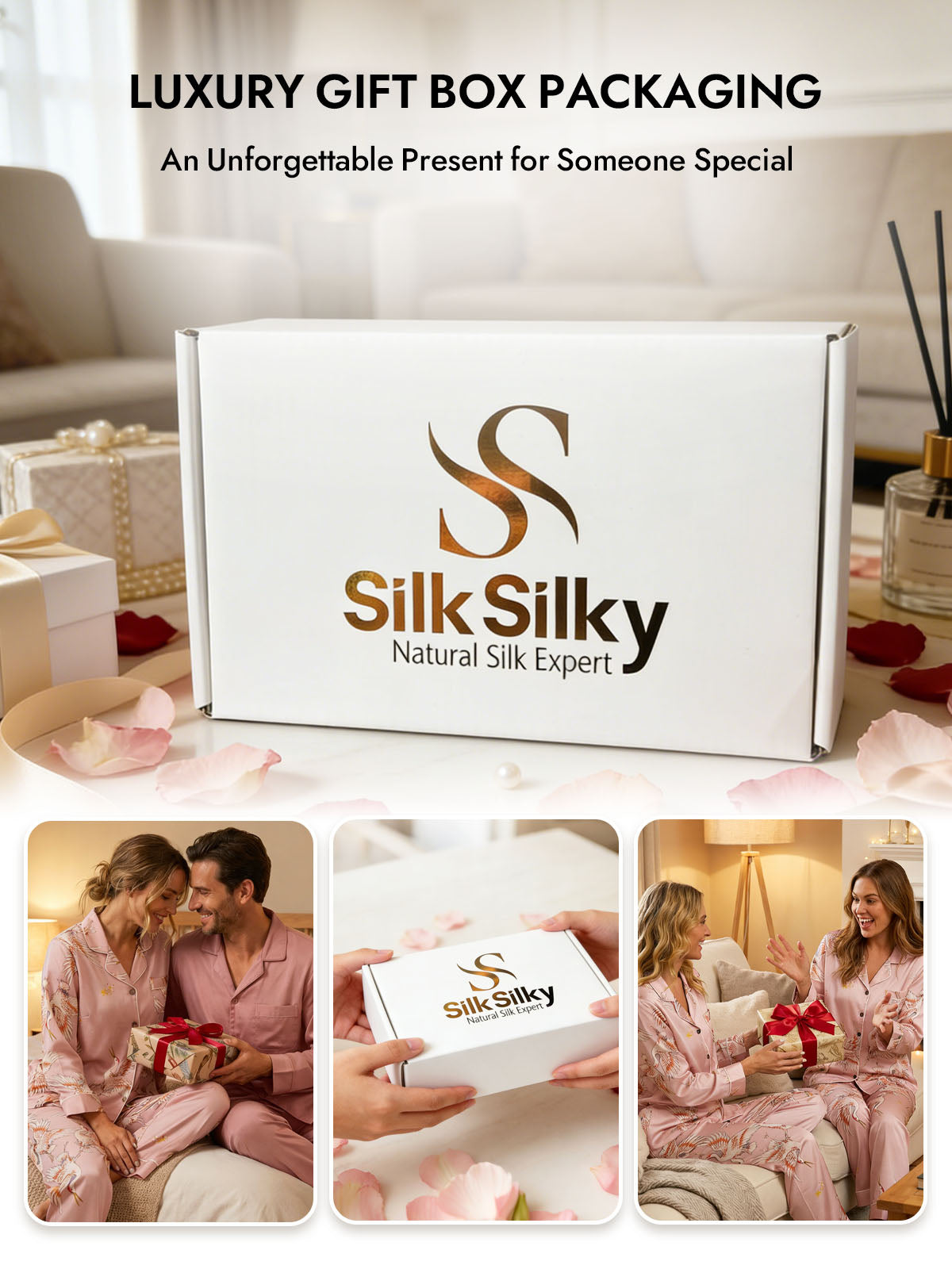 [Pink] SilkSilky  19Momme Pure Silk Long Sleeve Notch Collar Women's Pajamas 007