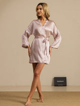 [Pink Heart Geo] SilkSilky  Long Sleeve Women's Robe 006