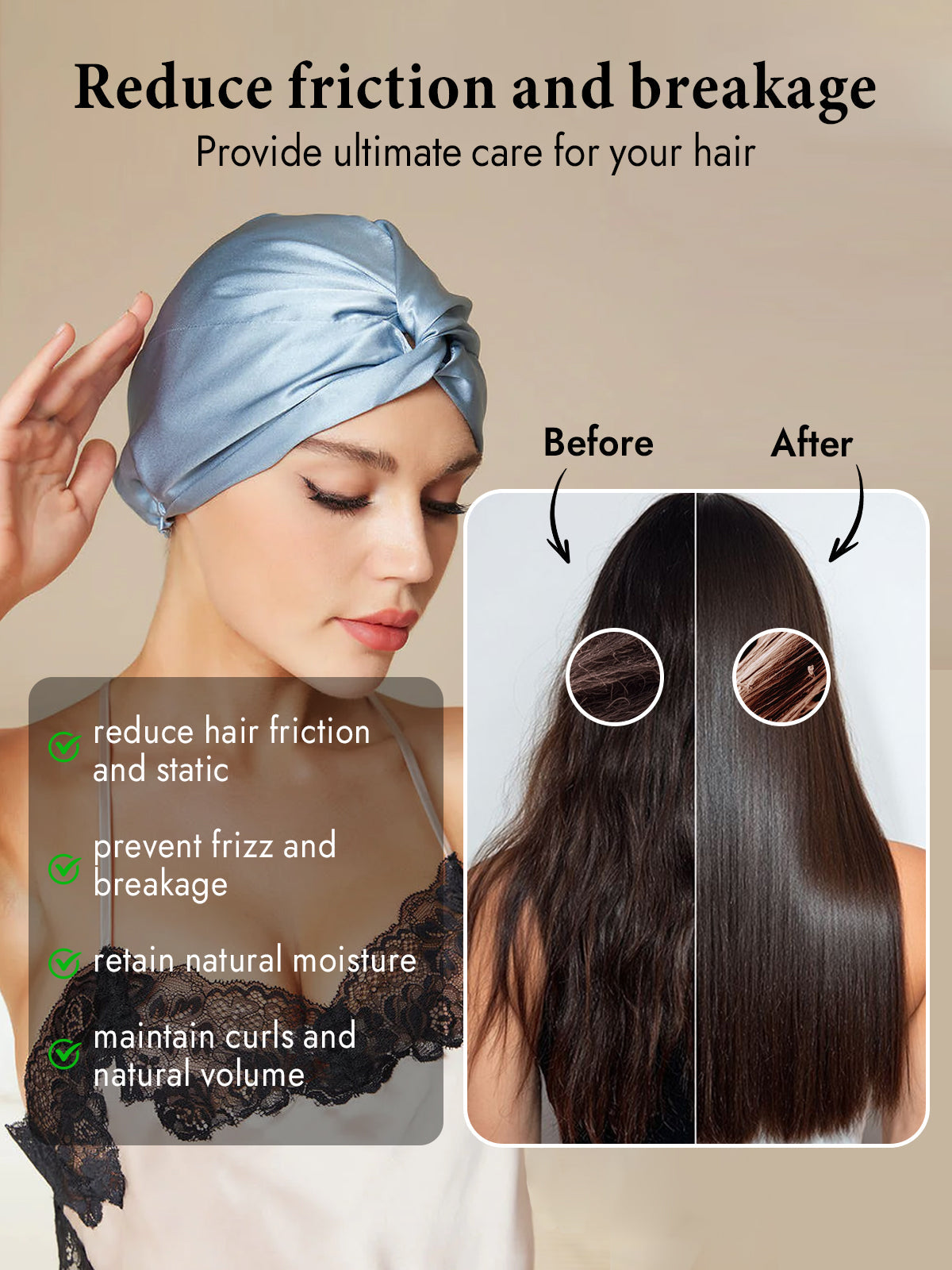 [Steel Blue] SilkSilky  Pure Silk Sleep Cap 005